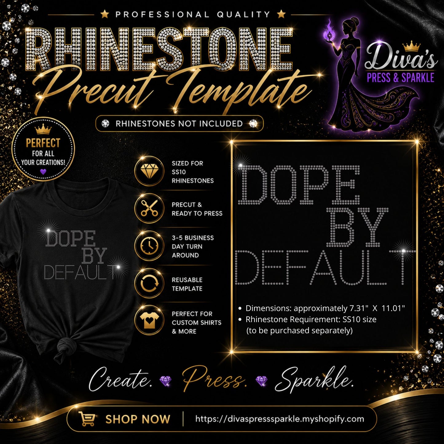 Dope By Default Rhinestone Template : Magic Flock Pre-Cut Template