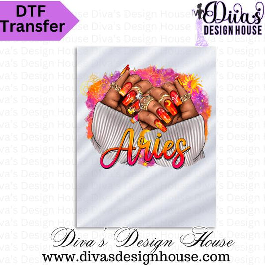 Aries Zodiac Nails Ready to Press DTF Transfers